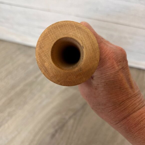 Wood Vase Whimsical Stamp Pattern Primitive Farmhouse Rustic Decor - Picture 6 of 11